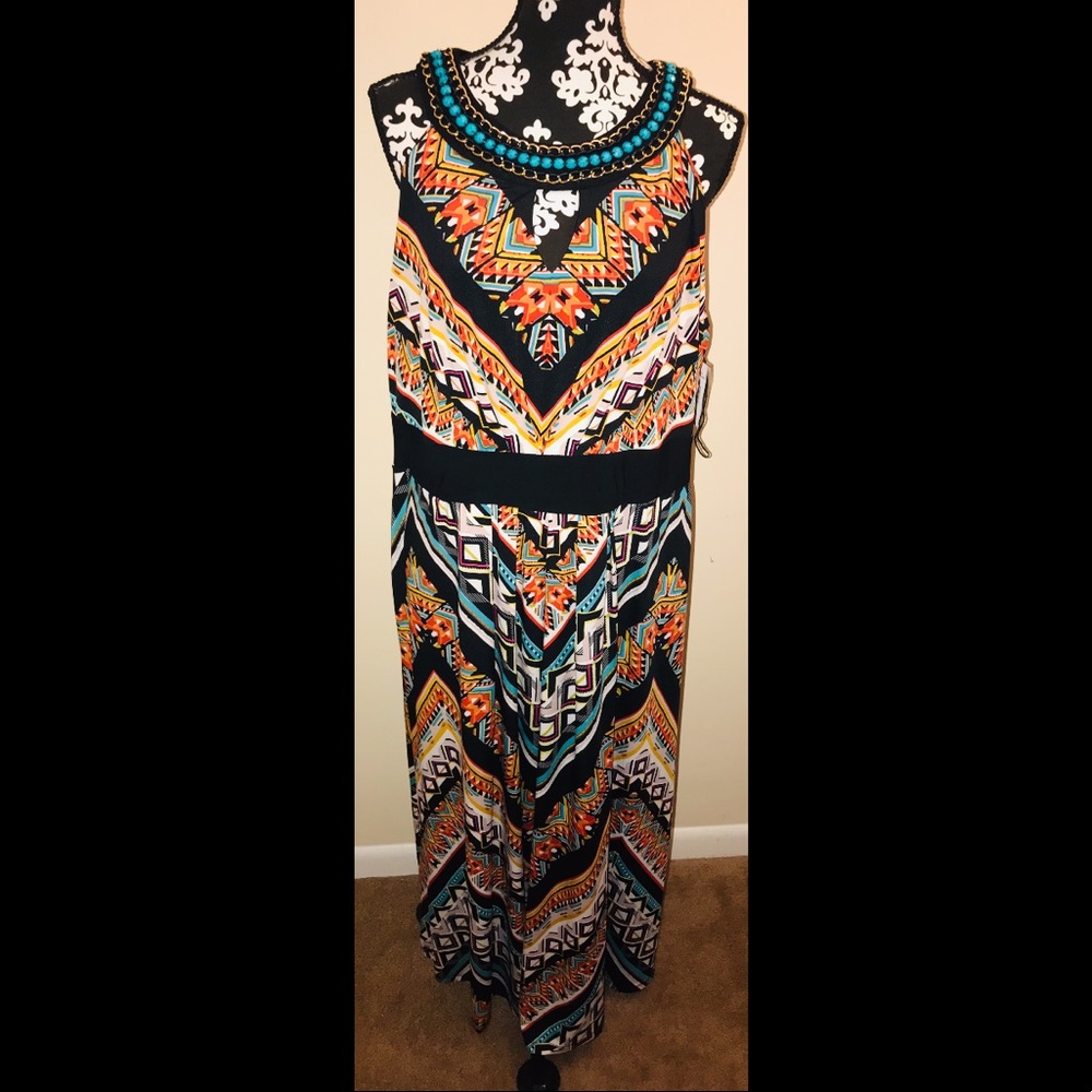 Belk Multicolor Geometric Maxi Dress